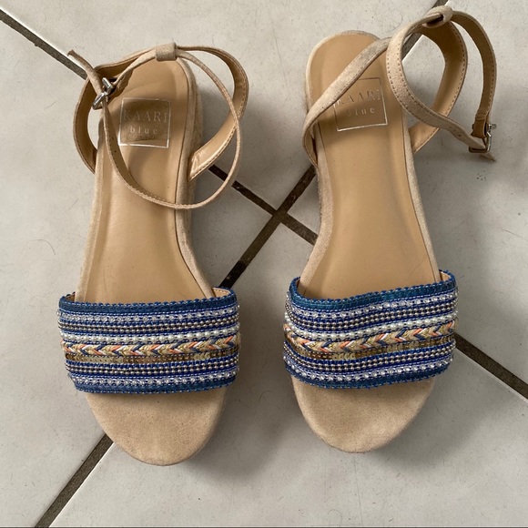 Boho beaded platform sandals with strap size 8.5 - Picture 3 of 10